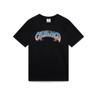 Casablanca T-Shirts, male, Black, M, Gradient Gothic Short Sleeve T-Shirt
