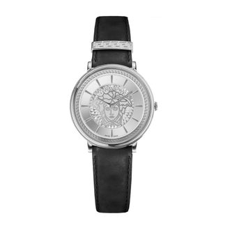Versace V Circle Watch - Dames - Horloges - Grijs - ONE Size - Leer - Accessoires