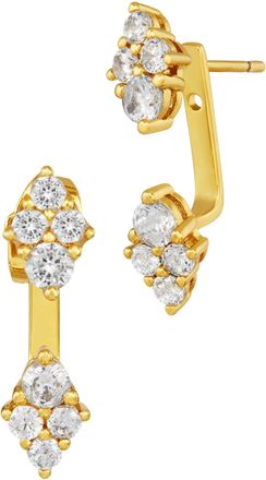 Savvy Cie Jewels GOLD PLATED OVER BRASS MULTI STONE STUD WITH JACKET EARRING