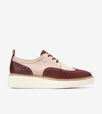 Cole Haan Womens &Oslash;riginal Grand Platform Wingtip Oxford Shoes - Brown Size 10.5