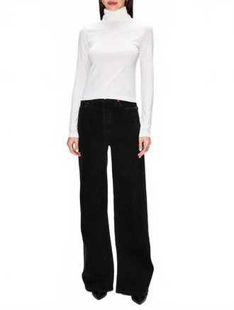 Re/Done 70S Ultra High Rise Wide Leg Jeans In Black Stone Wash