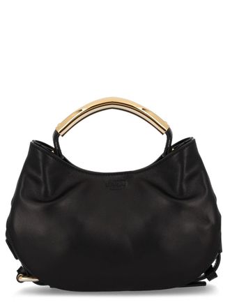 Moschino Black Handle Me Leather Curved Handbag