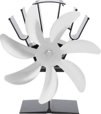 OEM Ventilador De Estufa De 7 Aspas, Ventilador Termoel&eacute;ctrico De Aleaci&oacute;n De Aluminio Para Chimeneas Y Estufas De Le&ntilde;a, Color Plata