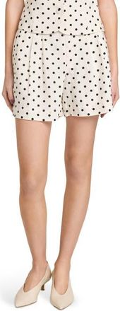 Wayf Arielle Pleated Shorts in Ivory Polka Dot at Nordstrom, Size X-Small