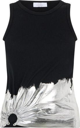 Paco Rabanne Sleeveless Tops, female, Black, Size: XS Metallic Cotton Top