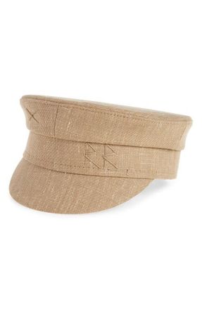 Ruslan Baginskiy Linen & Wool Blend Newsboy Cap in Natural Straw at Nordstrom, Size Medium