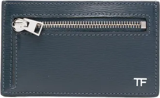Tom Ford logo-plaque leather wallet - men - Leather - One Size - Blue