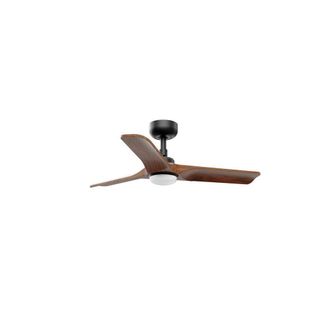 Netlighting Heywood Small Led White Light Wood DC Ceiling Fan 6 Speed in Black