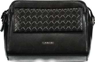 Calvin Klein Tassen, Dames, Zwart, ONE Size, Polyester, Zwarte Polyester Handtas met Verstelbare Schouder