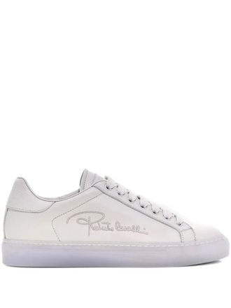 Roberto Cavalli logo-embroidered sneakers - women - Elastodiene/Pig Leather/Bos Taurus - 37 - White
