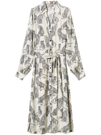 Twin-Set jaguar-print midi shirt dress - women - Viscose - 38 - White