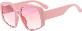 Generic Large Frame Women Outdoor Sunglasses Commuter Vacation Men Driving Sun Glasses(Pink)