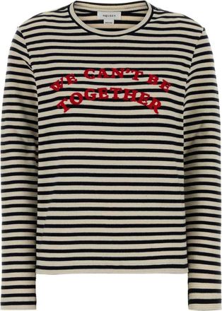 Alexander McQueen Alexander McQueen, Long Sleeve Tops, female, Multicolor, Size: XS Embroidered Stretch Cotton T-shirt