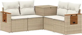 vidaXL Juego De Sof&aacute; 5 Uds. Beige Y Blanco Crema Vidaxl