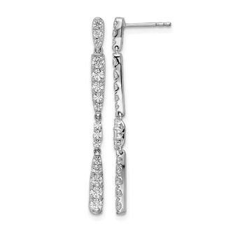Diamond2Deal 14K White Gold 1 ct Lab Grown Diamond Dangle Earrings VS Clarity, G-H Color