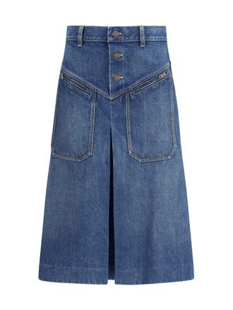 Chloé Denim Midi Skirt