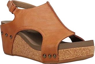 Corkys Footwear Womens Carley Wedge Sandal In Cognac Smooth