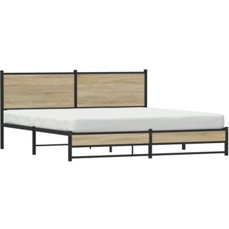 vidaXL Estructura De Cama Sin Colch&oacute;n Metal Roble Sonoma 180x200 Cm Vidaxl
