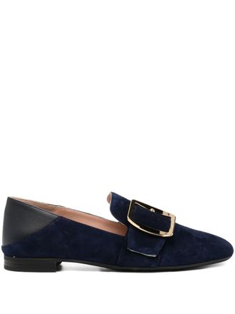 Bally buckle strap loafers - women - Suede/Leather/Rubber - 38.5 - Blue