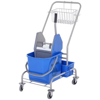 OEM Carro De Limpieza Profesional Con Cubo De Fregado Extra&iacute;ble De 25 Litros Y Escurridor De Prensa 72x49,5x95 Cm Azul