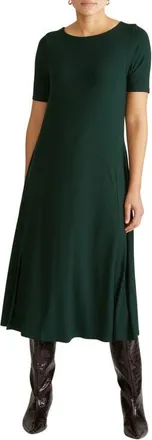 Universal Standard Serena Short Sleeve Jersey Midi Dress in Scarab Green at Nordstrom, Size Xl