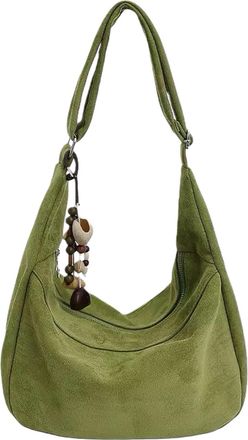 Generic Faux Suede Crossbody Bag for Women - Large Dumpling Hobo Shoulder Purse with Adjustable Strap, Internal Pockets & Polyester Lining for Work, Travel, C