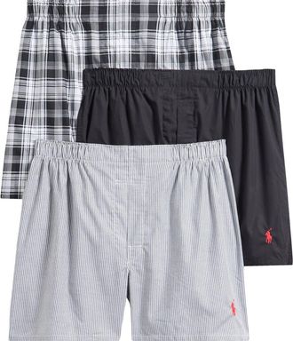 Polo Ralph Lauren Assorted 3-Pack Woven Cotton Boxers in Multicolor at Nordstrom, Size Xx-Large