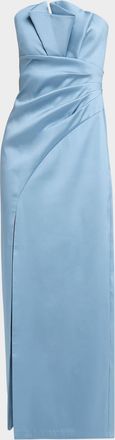 Aidan Mattox Pleated Stretch Mikado Column Gown