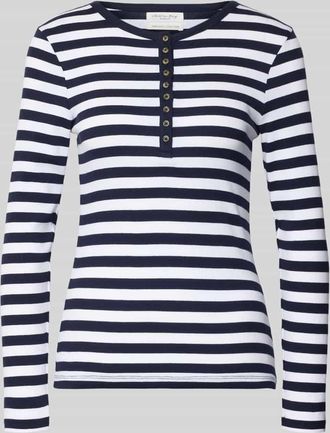 Christian Berg Longsleeve mit kurzer Knopfleiste in Dunkelblau, Gr&ouml;&szlig;e XXL