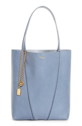 Chlo&eacute; Spin Leather Tote in Ashes Blue at Nordstrom