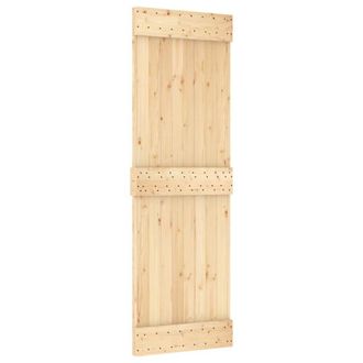 Berkfield Home Sliding Door with Hardware Set 70x210 cm Solid Wood Pine in Light Tan