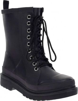 Chooka Womens Damascus Lace Up Mid Rain Boot In Black