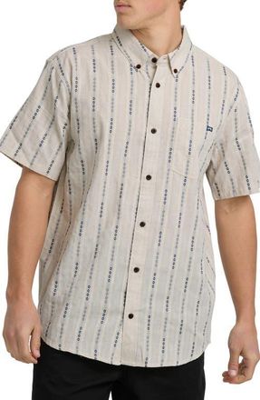 Billabong All Day Jacquard Short Sleeve Button-Down Shirt in Stone at Nordstrom, Size X-Large