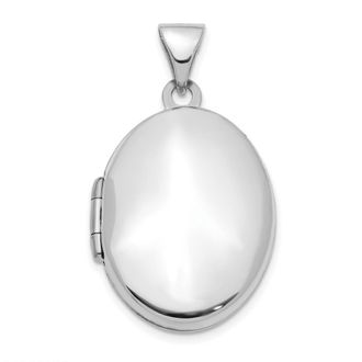 Diamond2Deal 14K White Gold 21mm Oval Locket Pendant Pendant