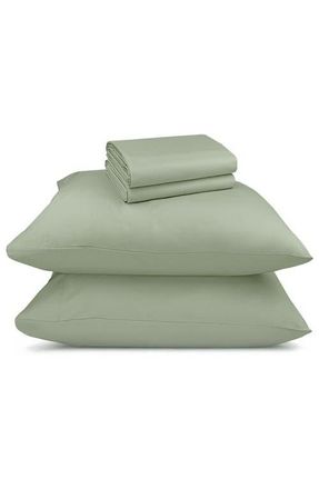 California Design Den Signature Comfort 100% Egyptian Cotton Breatheable Percale Sheet Set in Pale Sage Green at Nordstrom, Size Queen