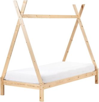 Beliani Beliani - Cama Infantil En Forma De Tipi Con Dosel De Madera De Pino Clara 90 X 200 Cm Devay