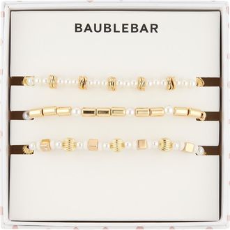 BaubleBar Set of 3 Faux Pearl Beaded Stretch Bracelets at Nordstrom Rack