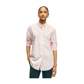 Brooks Brothers Relaxed-Fit Non-Iron Stretch Supima Katoenen Overhemd - Dames - Overhemden - Roze - XS - Katoen - Overhemden