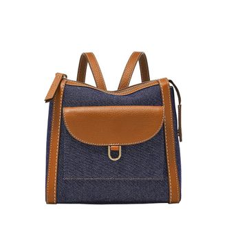 Fossil womens bag Parker, cotton denim mini backpack, L: 20.3 cm, W: 8.3 cm, H: 20.3 cm, ZB1922423