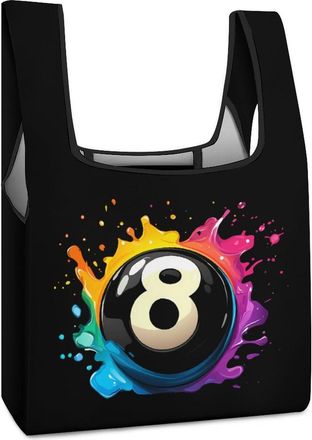 Generic Watercolor Ink Billiards Shopping Bag Reusable Grocery Tote Bag Foldable Handbag for Travel Picnic