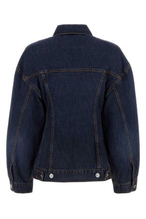 Balenciaga Womens Dark Blue Denim Hourglass Jacket Darkindigomadder Exterior: Cotton Silk Giubbini