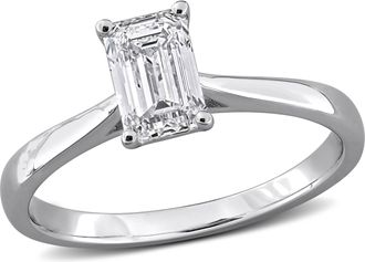 Mimi & Max Created Forever 1ct TGW Marquise or Emerald Cut Lab-Grown Diamond Engagement Ring Sterling Silver