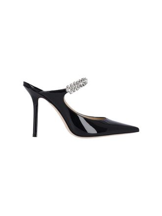 Jimmy Choo London Pointed-Toe Mules With Rhinestone Embellishments And Stiletto Heel