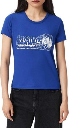 AllSaints Stevie Graphic Print Burnout T-Shirt in Williams Blue at Nordstrom, Size X-Small
