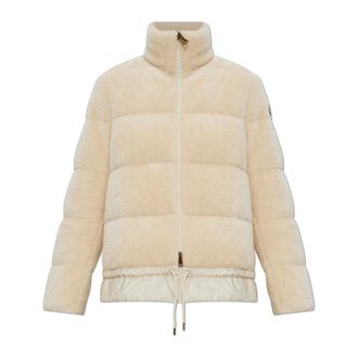 Moncler Down Jackets, female, Beige, Size: XS Cedre Wool-Trimmed Jacket
