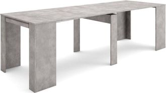 Skraut Home Consolle allungabile, Tavolo consolle allungabile, 260, Per 12 persone, Tavolo da pranzo, Stile moderno, Grigio Cemento - Skraut Home