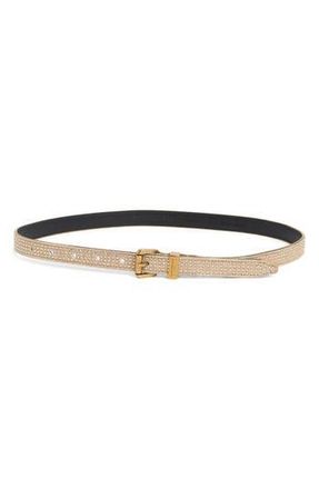 Kurt Geiger Crystal Embellished Belt in Beige/antique Brass at Nordstrom Rack, Size Large/x-Large