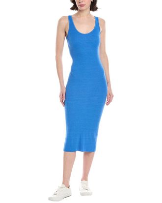 Enza Costa Ribbed Tank Silk-Blend Midi Dress