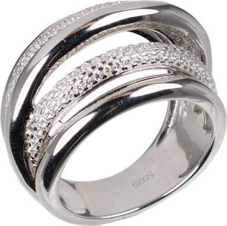 Kenneth Jay Lane Pave CZ Multi-Row Criss-Cross Band Ring in Clear/silver at Nordstrom Rack, Size 6