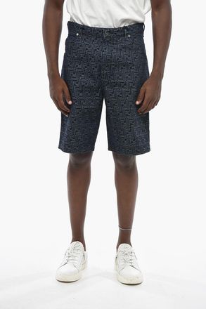 Fendi Shorts in Denim con Monogram All-Over Fendi
